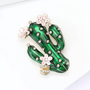 Broche <span class=keywords><strong>de</strong></span> <span class=keywords><strong>Cactus</strong></span> Esmaltado con <span class=keywords><strong>Centros</strong></span> <span class=keywords><strong>de</strong></span> Flores <span class=keywords><strong>de</strong></span> Diamantes <span class=keywords><strong>de</strong></span> Imitación para Suéteres y Solapas <span class=keywords><strong>de</strong></span> Hombres y Mujeres, Verde - Product Image 4