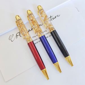 Promotional <b>Gold</b> Foil Metal Ball <b>Pen</b> With Floating Golden Flakes for Promotion Gifts - Product Image 1