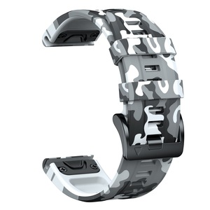 Correa de reloj de silicona de goma suave de camuflaje impresa de liberación rápida de 22mm y 26mm para Garmin <span class=keywords><strong>Fenix</strong></span> 5 6 7 8 6X 7X 8x - Product Image 3