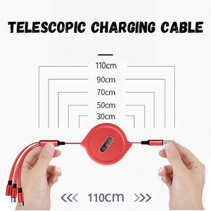 Three-In-One Liquid Data Customized Advertising Gift Logo Fast Charge 3A Telescopic Drag Three Charging <b>Cable</b> - Product Image 3