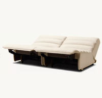 Canapé modulaire sans accoudoirs Chelsea, électrique et inclinable, deux places, en tissu, pieds en bois, couleur personnalisable, moderne, pour salon