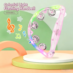 ของเล่นกลองแทมบูรีนแบบมีไฟ LED กระพริบพร้อมเสียงใสและด้ามจับกันลื่นสำหรับเด็กเล่นเพื่อการศึกษาดนตรีเบื้องต้น - Product Image 2