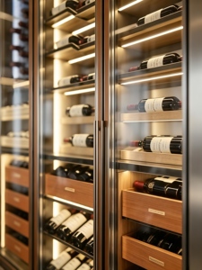 Estante de Almacenamiento de Vino Integrado de Lujo Moderno, Extensible, Ecológico, de Madera de Cedro Sólido, con Temperatura Constante, Personalizado para Villas y Hoteles - Product Image 5