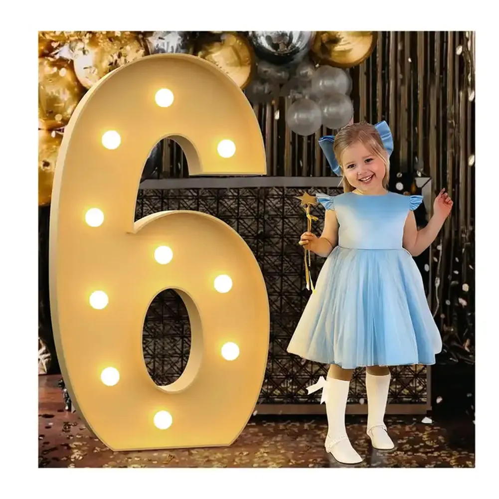 Numeri luminosi 6 4FT numeri di tendone fai da te per decorazioni per il 16 ° 60 ° compleanno, numeri per palloncini, lettere illuminate per tendone