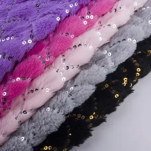 Recycled Free Sample Cheap Wholesale Embroidery Sequin 100 Polyester Plush Flock Velvet Fleece Fabric