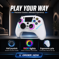 Manette de jeu sans fil PS4, double vibration, turbo, macro, RGB pour PS4, PC, Steam Gaming