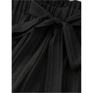 Pantalones Anchos Personalizados para Mujer, Cintura Alta, Detalle de Lazo Elástico, Tela Crepé, Transpirables, Casuales - Product Image 4