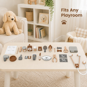 Ensemble de jouets de dentiste en bois pour enfants, jeu de rôle avec seringue, stéthoscope et trousse médicale - Product Image 2