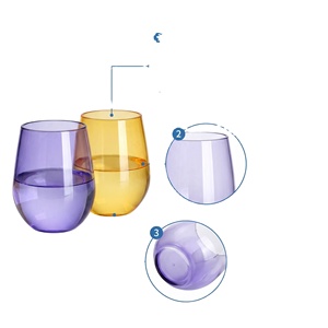 Vaso de Vidrio Transparente con Borde Rojo y Logotipo Personalizado, Moderno, para Vino Tinto, Herramienta Elegante para Degustación de Vinos, con Capacidad de 401-500 ml - Product Image 2