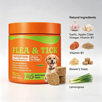 Friandises à mâcher naturelles pour la prévention des puces et des tiques chez les chiens, saveur bœuf et carotte, favorisent la vitalité et la santé, probiotique pour chiens