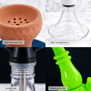 Chicha de voyage en polycarbonate acrylique vert citron inodore, avec <span class=keywords><strong>tige</strong></span> résiliente en acier inoxydable anti-ternissement - Product Image 4