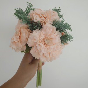 Arrangement de fleurs artificielles Yoshinobu, vase, chrysanthème, polyester, jaune, orange, rose, décoration de mariage, décoration de la maison - Product Image 2