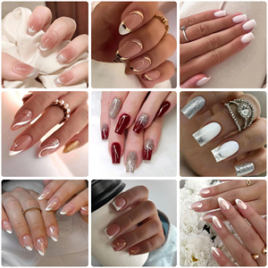 Ongles press-on ABS œil de chat courts et ronds, design plage estival, inodores, réutilisables, vente en gros, approvisionnement en vrac - Product Image 6