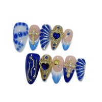 Ongles Press-On Nude Effet Perle Zircon Diamant Élégants Faits Main Luxe