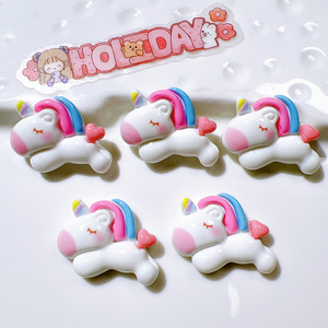 Breloques 3D en résine à dos plat, motifs Poney Arc-en-ciel <span class=keywords><strong>Ange</strong></span> Kawaii de dessin animé, pour accessoires capillaires DIY et décorations pour coques de téléphone, vente en gros - Product Image 4