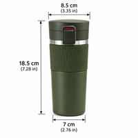 Gobelet isotherme personnalisé en acier inoxydable à double paroi de 16 oz avec couvercle à clapet verrouillable pour cadeaux d'affaires (vente en gros)