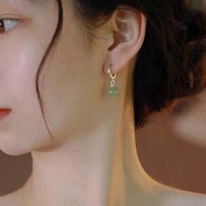 Chinese Style Square Hetian Jade Drop Earrings For Women Retro Design Face Slimming Earrings - Product Image 3