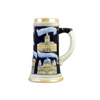 Chope à bière en céramique classique allemande Porte de Brandebourg Berlin Emblème de l'ours Souvenir de collection Tasse à vin Bière Cadeau pour bar à domicile