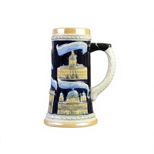 Chope à bière en céramique classique allemande Porte de Brandebourg Berlin Emblème de l'ours Souvenir de collection Tasse à vin Bière Cadeau pour bar à domicile - Product Image 4
