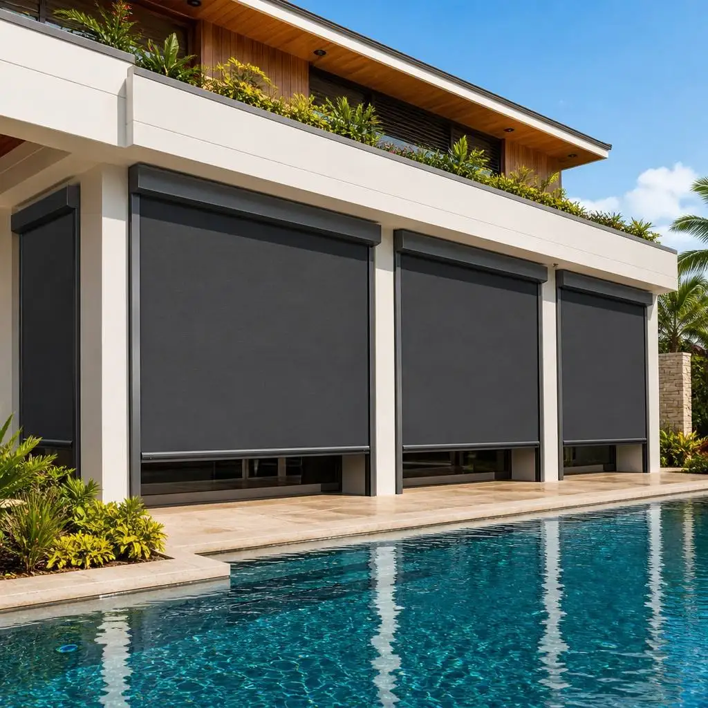 Garden Rainproof Pergola Curtain Adjustable Remote Sunshade Curtains Durable Waterproof Zip Roll Screen Blinds · image 12