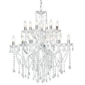 Lustre rectangulaire moderne de style nordique à 2 niveaux avec pendentifs en cristal et acrylique chromé pour la maison - Product Image 1
