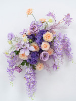 Ensemble de toile de fond de fleurs artificielles, arrangement floral en soie violette, décoration pour mariage, fête, photomaton, vitrine de magasin, événementiel, fait main