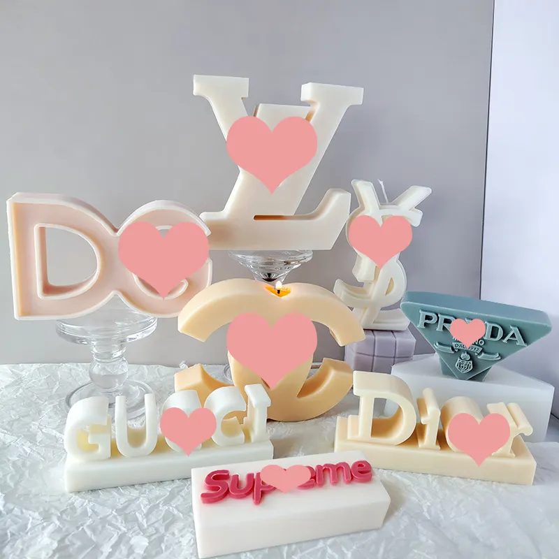J1155 Home Decoration DIY Resin Crafts Casting Epoxy Resin Molds Big Letters Luxury Brand Logo Silicone Candle Mold