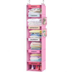 Organizador de Armario Colgante Semanal de 6 Estantes con 2 Ganchos Resistentes, Ahorra Espacio para el Dormitorio, Plegable - Product Image 4