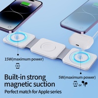 Stasiun Pengisi Daya Nirkabel Magnetik Bambu 3-in-1 15W Fast PD, Lipat Portabel Tipe-C untuk Smartphone, Smartwatch, dan Earphone