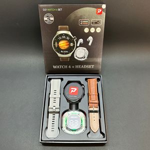 Moda Gift Box D21 <span class=keywords><strong>Smart</strong></span> <span class=keywords><strong>Watch</strong></span> Set Double Strap Waterproof Round <span class=keywords><strong>Smart</strong></span> <span class=keywords><strong>Watch</strong></span> com TWS Fones de ouvido Earbuds for Men - Product Image 2