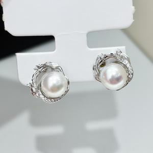 ถาดเปล่าสำหรับทำเครื่องประดับมุก DIY เงินแท้ S925 สำหรับใส่ลูกปัดกลมขนาด 7-8 มม. ต่างหูแฟชั่น 22276 - Product Image 1