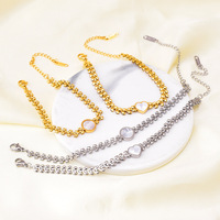Nouveautés Chaîne créative en forme de blé en acier inoxydable Bijoux sans décoloration Bracelet à breloques en forme de cœur en plaqué or 18 carats pour filles et femmes