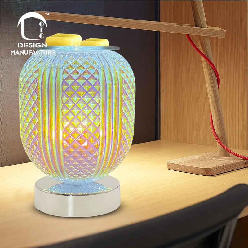 제조 새로운 제품 홈 장식 pearlized 아트 유리 왁스 녹는 히터 따뜻한 밤 빛 홈 공기 청정기