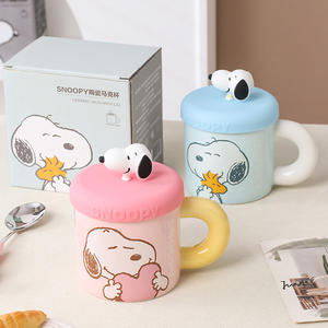 <span class=keywords><strong>Tasse</strong></span> à café en céramique en forme d'animal mignon de dessin animé Snoopys avec couvercle <span class=keywords><strong>tasse</strong></span> en céramique créative Snoopyed - Product Image 4