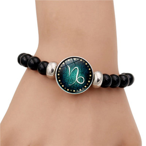 12 zodiaco stella <span class=keywords><strong>oroscopo</strong></span> segno costellazioni braccialetto di perline di pietra Pisces Taurus perline bottone elastico braccialetto di perline di perline - Product Image 2