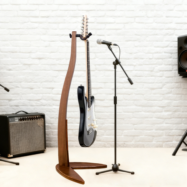 DEDO Durable High End Luxury Solid Wood Black Walnut Polished Finish MA-38Z Model Single Guitar Stand for Classical/Electronic