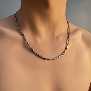 <span class=keywords><strong>Collier</strong></span> en titane Mobius Ring pour homme, design tendance et original, style sportif, chaîne de clavicule hip-hop pour couple, bambou - Product Image 5