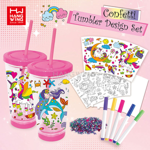 HW Graffiti DIY doppio strato tazze Sippy per ragazzi e ragazze dinosauro/<span class=keywords><strong>sirena</strong></span> serie bambini STEM educazione precoce <span class=keywords><strong>disegno</strong></span> giocattoli Set - Product Image 2