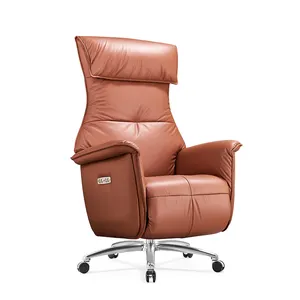 Fabrication de chaise de bureau pivotante de luxe à dossier haut en cuir pour bureau du patron chaise de bureau ergonomique inclinable avec roulette