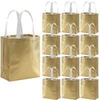 Sac de shopping réutilisable en non-tissé de haute qualité, brillant métallisé, avec poignée, motif uni, tendance