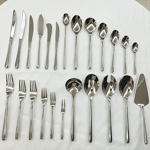 DF960 Hotem Hotel Edelstahl-Besteckset mit Wassersäulen-Griff, 5-teilig, Silber, Messer, Gabel, Löffel, Langlebiges Tafelbesteck - Product Image 5