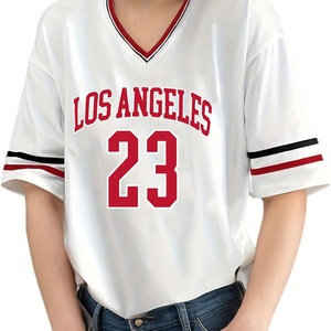 Jersey for Men Sports Oversized Graphic Stripe Trim V Neck <b>Drop</b> Shoulder Short Sleeve Quick Dry Summer T-Shirts - Product Image 3