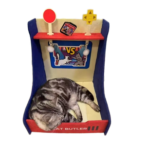 Casa para Gatos Estilo Arcade de Lana, Personalizable con Controles de Juego y Diseño VS para Gatos de Interior, Caja de Refugio Ecológica para Mascotas - Product Image 1
