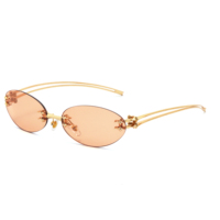 Lunettes de soleil sans monture ovales pour hommes, verres miroir dégradés, pour femmes, nouvelle collection 2026, design vintage tendance, verres transparents