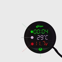 Voltmeter Pengukur Suhu Sepeda Motor, Alat Ukur Voltimetro 3 Dalam 1 dengan Jam Monitor Baterai Led untuk Sepeda Motor