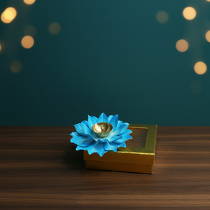 Indian Traditional Brass Oil Lamp Decor Flower Diya Lamp for Home <b>Temple</b> Pooja Room Wedding Diwali Return Gifts <b>Wood</b> Candle - Product Image 3