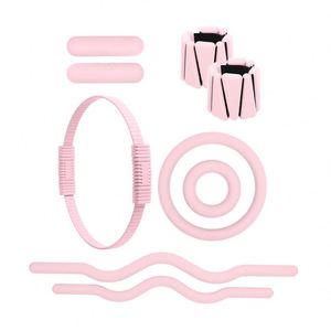 Set de Anillos de Pilates de Silicona Rosa con Bandas Ajustables y Pesas para Tobillos para Ejercicio en Casa - Product Image 1