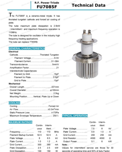 Tube d'oscillation à triode électronique RF FU7085F d'origine chinoise BEIJING, tube de puissance pour machine haute fréquence - Product Image 3