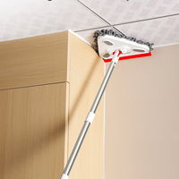 KOOCCA Articles de nettoyage ménager 2 en 1, serpillière plate en microfibre chenille triangulaire et raclette à eau avec 2 tampons, nettoyant pour sols et miroirs