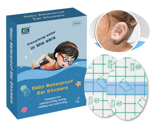 Pegatinas impermeables para los oídos del bebé, cubiertas para los oídos para la ducha de natación con tamaño grande 6,5 cm x 9,5 cm - Product Image 1